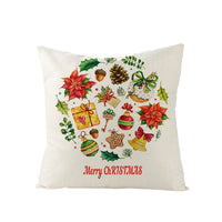 HKM-248979 Christmas Cartoon Santa Claus Pillowcase - Single-Sided Digital Printing Linen, 44cm x 44cm