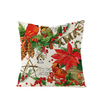 HKM-248979 Christmas Cartoon Santa Claus Pillowcase - Single-Sided Digital Printing Linen, 44cm x 44cm