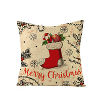 HKM-248979 Christmas Cartoon Santa Claus Pillowcase - Single-Sided Digital Printing Linen, 44cm x 44cm