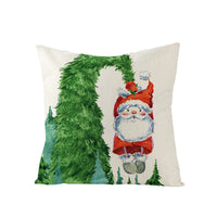 HKM-248979 Christmas Cartoon Santa Claus Pillowcase - Single-Sided Digital Printing Linen, 44cm x 44cm
