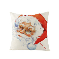 HKM-248979 Christmas Cartoon Santa Claus Pillowcase - Single-Sided Digital Printing Linen, 44cm x 44cm