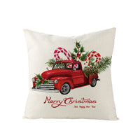 HKM-248979 Christmas Cartoon Santa Claus Pillowcase - Single-Sided Digital Printing Linen, 44cm x 44cm