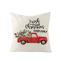 HKM-248979 Christmas Cartoon Santa Claus Pillowcase - Single-Sided Digital Printing Linen, 44cm x 44cm