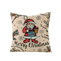 HKM-248979 Christmas Cartoon Santa Claus Pillowcase - Single-Sided Digital Printing Linen, 44cm x 44cm