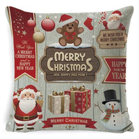 HKM-248979 Christmas Cartoon Santa Claus Pillowcase - Single-Sided Digital Printing Linen, 44cm x 44cm