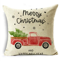HKM-248979 Christmas Cartoon Santa Claus Pillowcase - Single-Sided Digital Printing Linen, 44cm x 44cm