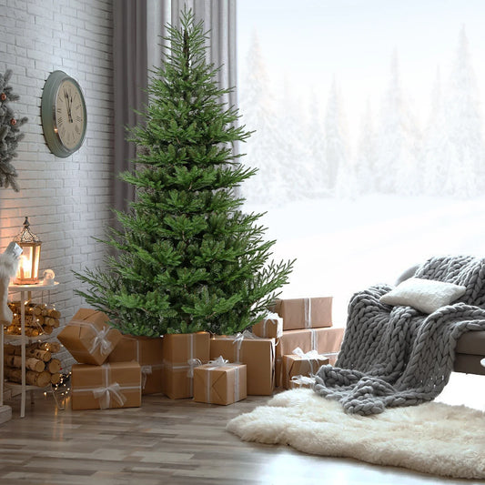 KTX-249043 9ft Eco-Friendly PE/PVC Hybrid Christmas Tree - Realistic Cedar Design, Indoor/Outdoor Holiday Decoration