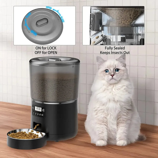 KTX-249043 Automatic Smart Pet Feeder with App Control, 4L Capacity, Stainless Steel and Silicone Design