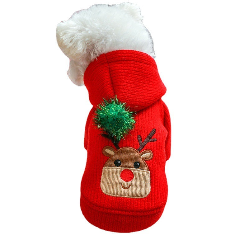 HKM-249043 Festive Elk Design Warm Dog Skirt and Hoodie Outfit