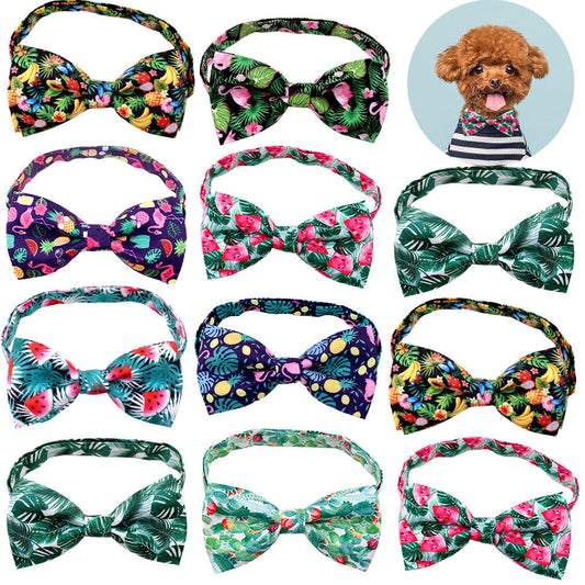 HKM-249107 Tropical Fruit-Themed Bow Tie for Small Dogs and Cats - Cactus, Pineapple, and More