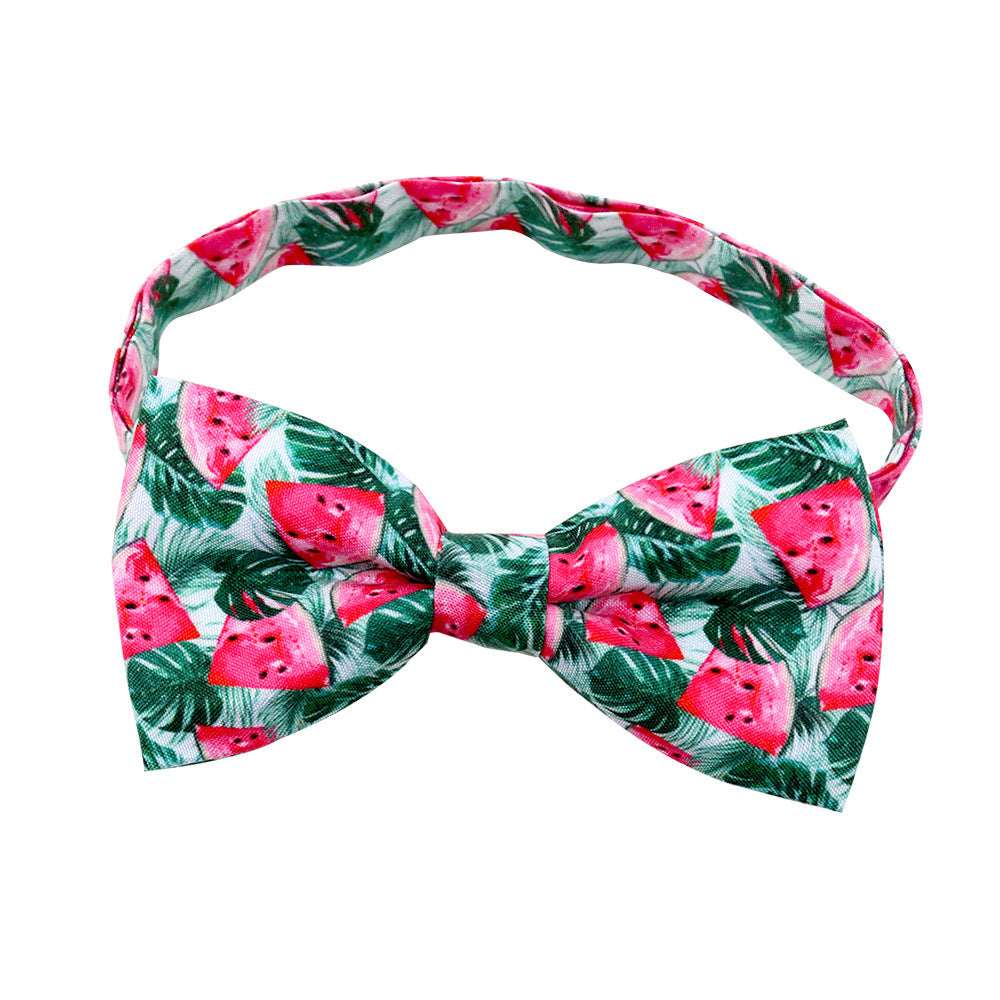 HKM-249107 Tropical Fruit-Themed Bow Tie for Small Dogs and Cats - Cactus, Pineapple, and More