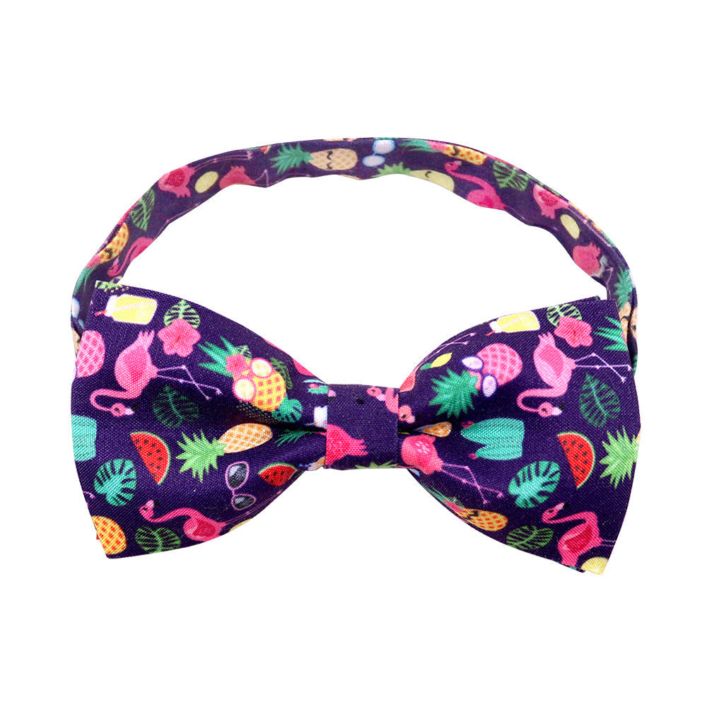 HKM-249107 Tropical Fruit-Themed Bow Tie for Small Dogs and Cats - Cactus, Pineapple, and More