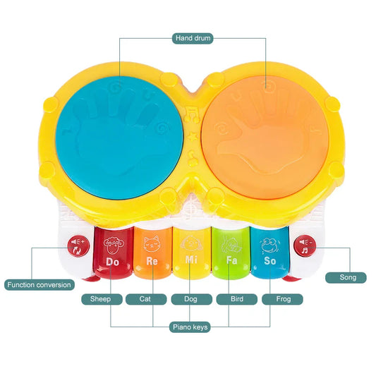 HKM-249171 Musical Lighting Drum Toy for Infants and Toddlers – Educational Hand Drum with Colorful Sounds and Lights