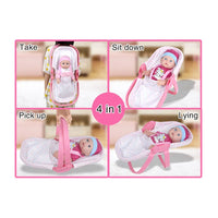 HKM-249235 15 Inch Baby Doll Carriage with 6 Sounds - Educational Toy for Kids Ages 2 to 7