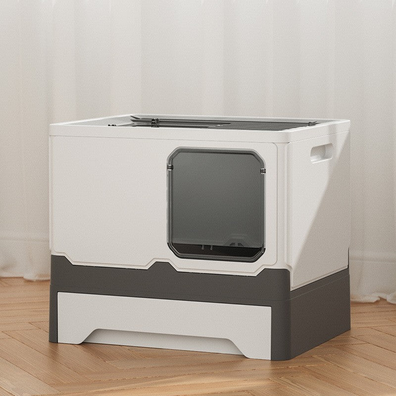 HKM-249235 Folding Cat Litter Box with Deodorizing and Splash-proof Design, Available in Multiple Colors