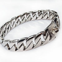 HKM-249299 Gold Stainless Steel Cast Dog Collar, 32mm Wide, Available in 40cm to 65cm Lengths