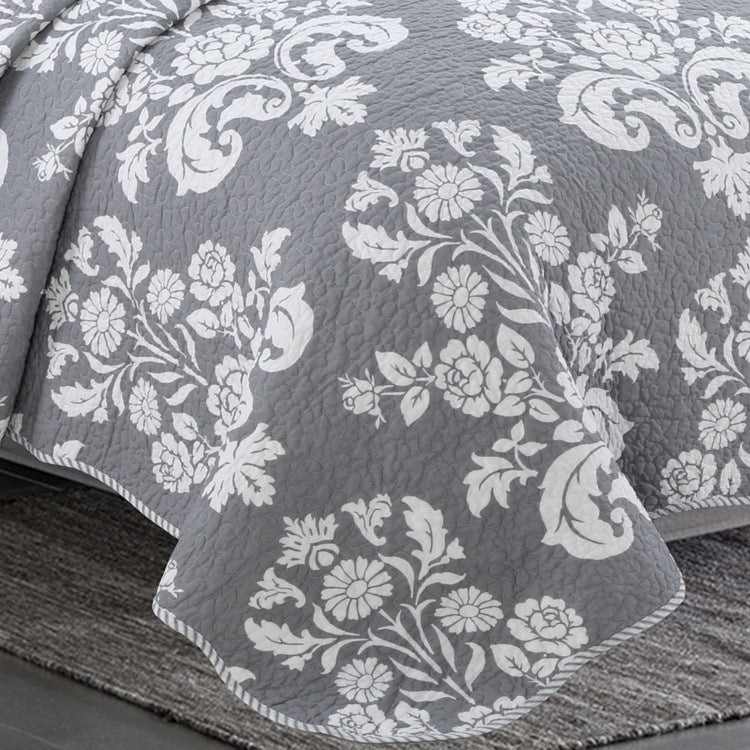 HKM-249427 Cotton Three-Piece Quilted Bedding Set for 1.5 Meter Bed with 2 Pillowcases and Bed Cover