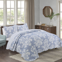HKM-249427 Cotton Three-Piece Quilted Bedding Set for 1.5 Meter Bed with 2 Pillowcases and Bed Cover