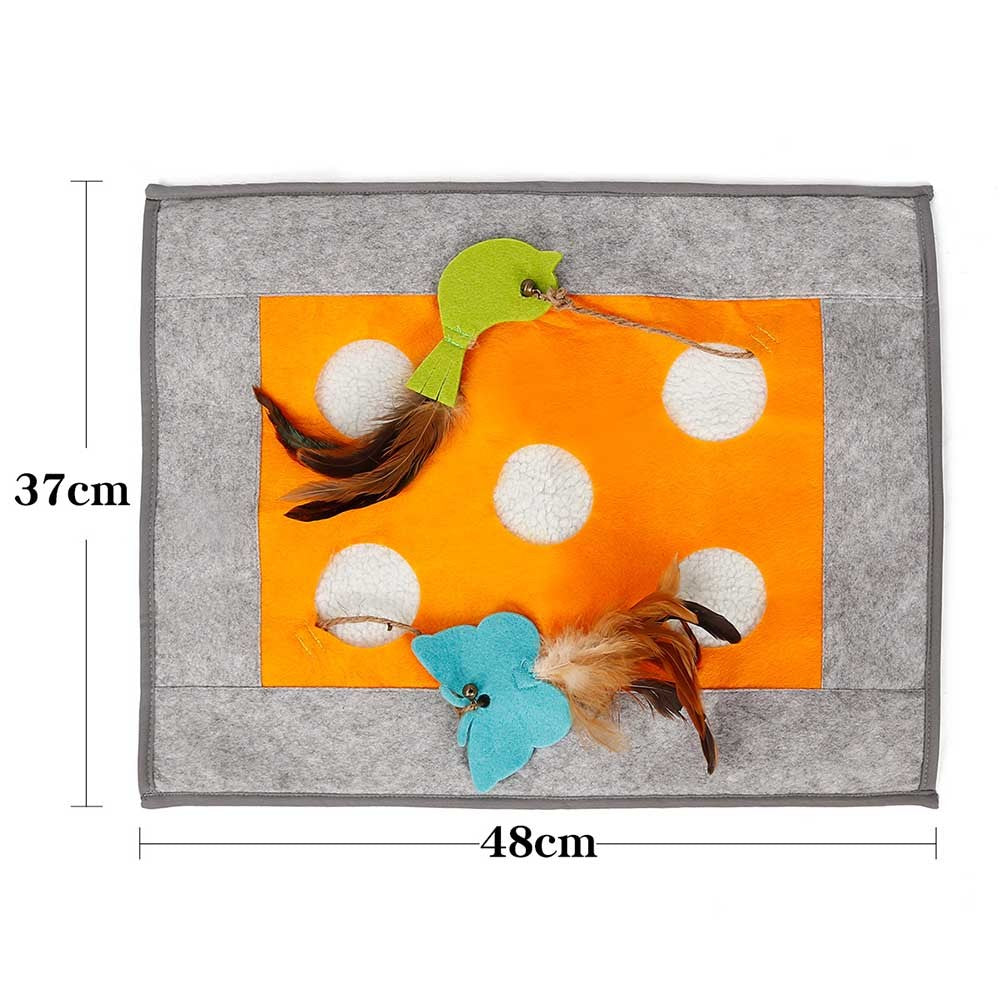 HKM-249427 Cozy Pet Play Mat - Soft Felt Fabric & Wool, Non-Slip Design for Cats and Small Dogs - 48x37 cm