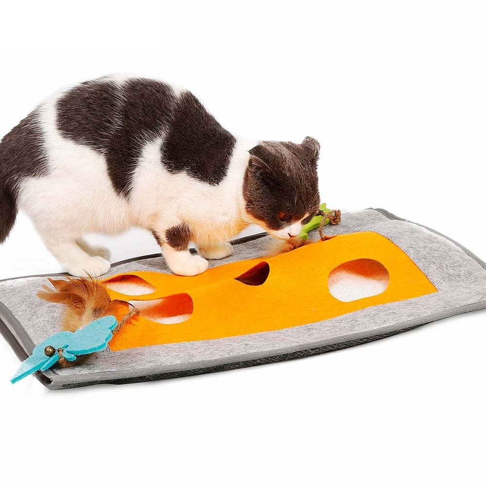 HKM-249427 Cozy Pet Play Mat - Soft Felt Fabric & Wool, Non-Slip Design for Cats and Small Dogs - 48x37 cm