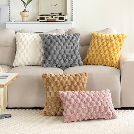 HKM-249491 Plush Velvet Pillowcase in Solid Colors - 45cm Square, Modern Style, Multiple Shades Available