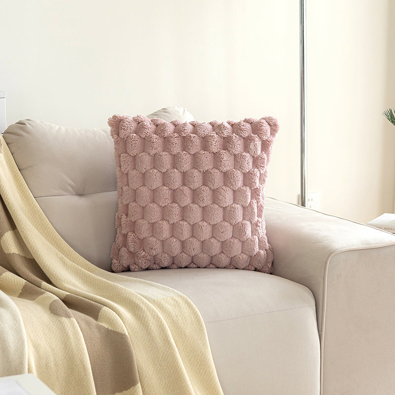 HKM-249491 Plush Velvet Pillowcase in Solid Colors - 45cm Square, Modern Style, Multiple Shades Available