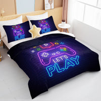 HKM-249747 Neon Game Pattern Ultra Soft Microfiber Comforter Set with Pillow Shams - Multiple Sizes Available