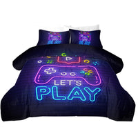 HKM-249747 Neon Game Pattern Ultra Soft Microfiber Comforter Set with Pillow Shams - Multiple Sizes Available