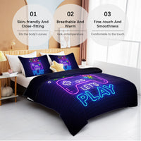 HKM-249747 Neon Game Pattern Ultra Soft Microfiber Comforter Set with Pillow Shams - Multiple Sizes Available