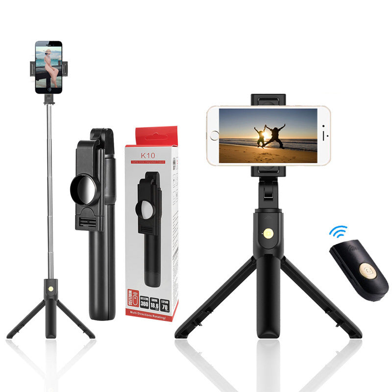 HKM-249811 K10 Bluetooth Selfie Stick with Remote Control - Plastic & Metal Design, Available in Black and White