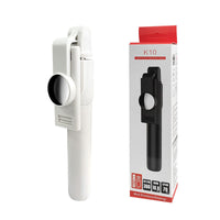 HKM-249811 K10 Bluetooth Selfie Stick with Remote Control - Plastic & Metal Design, Available in Black and White