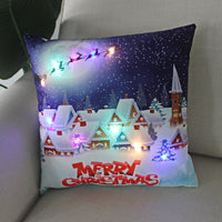 HKM-249811 Super Soft Plush Pillow Cover with Lantern Christmas LED Light, 45x45cm