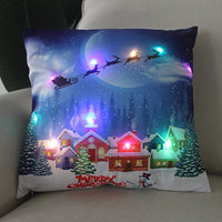 HKM-249811 Super Soft Plush Pillow Cover with Lantern Christmas LED Light, 45x45cm