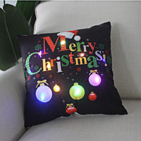 HKM-249811 Super Soft Plush Pillow Cover with Lantern Christmas LED Light, 45x45cm