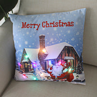HKM-249811 Super Soft Plush Pillow Cover with Lantern Christmas LED Light, 45x45cm