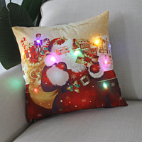 HKM-249811 Super Soft Plush Pillow Cover with Lantern Christmas LED Light, 45x45cm