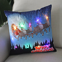 HKM-249811 Super Soft Plush Pillow Cover with Lantern Christmas LED Light, 45x45cm