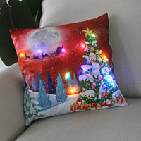 HKM-249811 Super Soft Plush Pillow Cover with Lantern Christmas LED Light, 45x45cm
