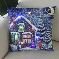 HKM-249811 Super Soft Plush Pillow Cover with Lantern Christmas LED Light, 45x45cm