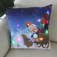 HKM-249811 Super Soft Plush Pillow Cover with Lantern Christmas LED Light, 45x45cm
