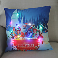 HKM-249811 Super Soft Plush Pillow Cover with Lantern Christmas LED Light, 45x45cm