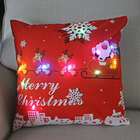 HKM-249811 Super Soft Plush Pillow Cover with Lantern Christmas LED Light, 45x45cm