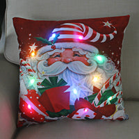 HKM-249811 Super Soft Plush Pillow Cover with Lantern Christmas LED Light, 45x45cm