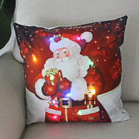 HKM-249811 Super Soft Plush Pillow Cover with Lantern Christmas LED Light, 45x45cm