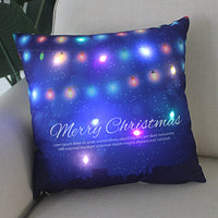 HKM-249811 Super Soft Plush Pillow Cover with Lantern Christmas LED Light, 45x45cm