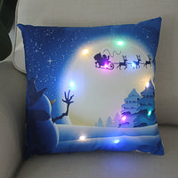 HKM-249811 Super Soft Plush Pillow Cover with Lantern Christmas LED Light, 45x45cm