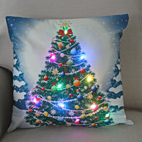 HKM-249811 Super Soft Plush Pillow Cover with Lantern Christmas LED Light, 45x45cm
