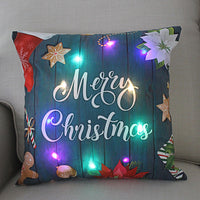 HKM-249811 Super Soft Plush Pillow Cover with Lantern Christmas LED Light, 45x45cm