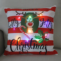 HKM-249811 Super Soft Plush Pillow Cover with Lantern Christmas LED Light, 45x45cm