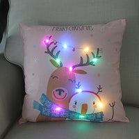 HKM-249811 Super Soft Plush Pillow Cover with Lantern Christmas LED Light, 45x45cm